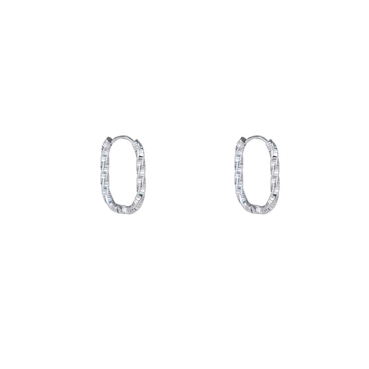 Oorbellen Twisted Oval Hoop zilver
