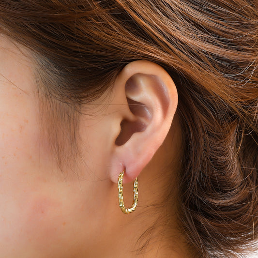 Oorbellen Twisted Oval Hoop goud