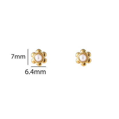 Oorbellen Flower Pearl Stud
