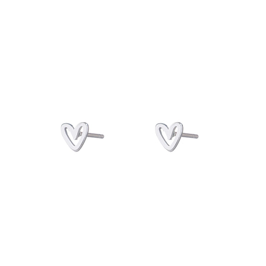 Oorbellen Open Heart Stud zilver