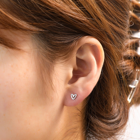 Oorbellen Open Heart Stud zilver