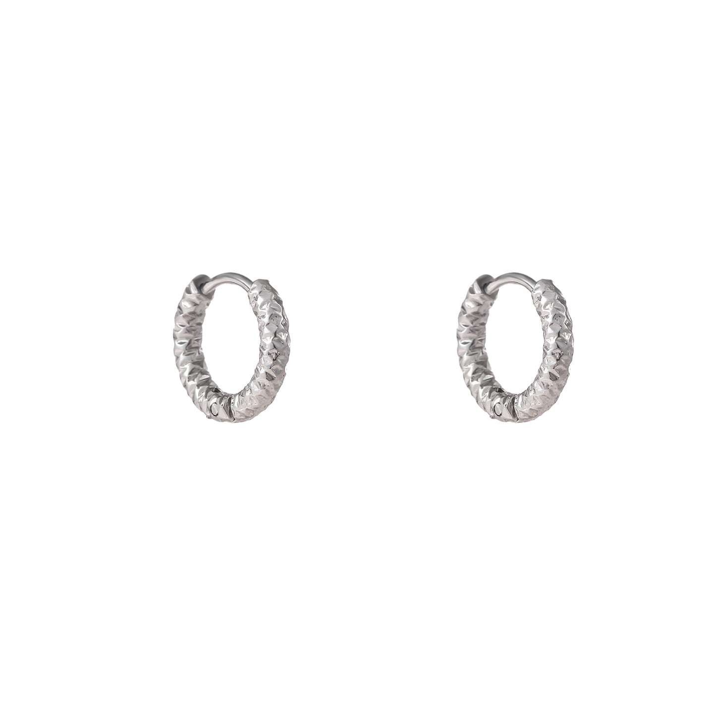 Oorbellen Hammered Hoop - 12 mm goud zilver