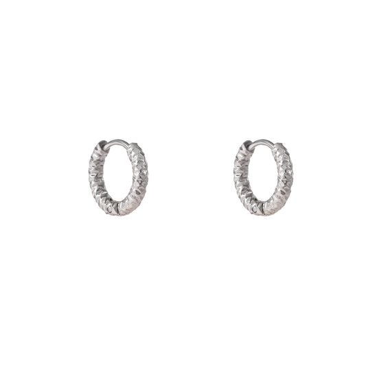 Oorbellen Hammered Hoop - 12 mm goud zilver