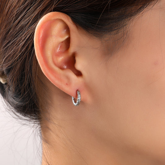 Oorbellen Hammered Hoop - 12 mm goud zilver