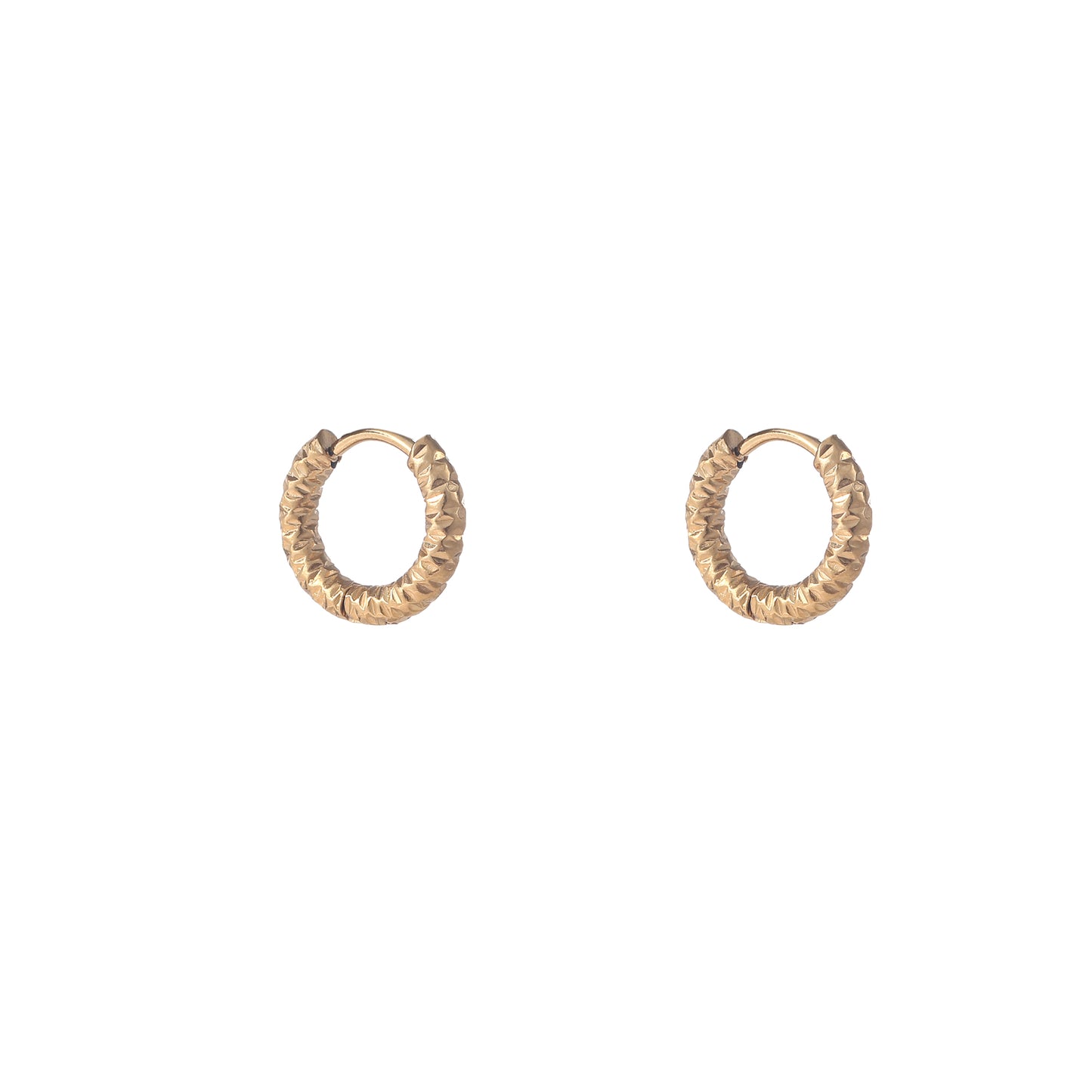 Oorbellen Hammered Hoop - 12 mm goud