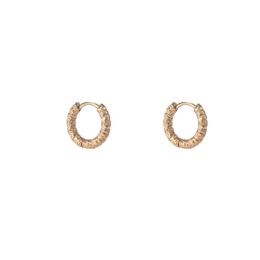 Oorbellen Hammered Hoop - 12 mm goud