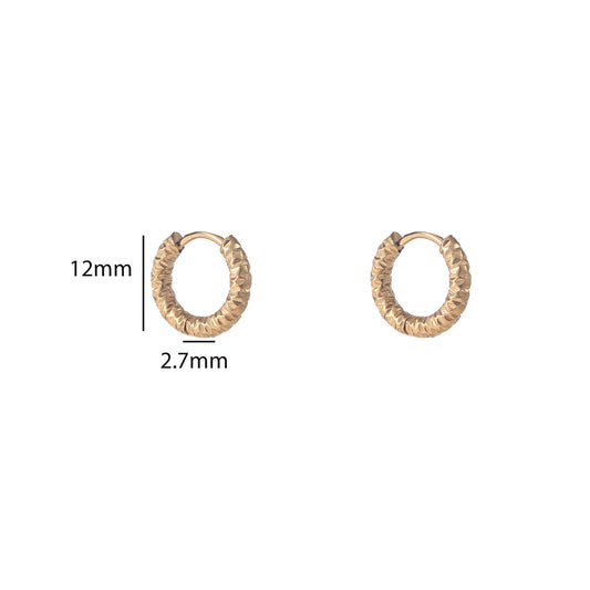 Oorbellen Hammered Hoop - 12 mm goud