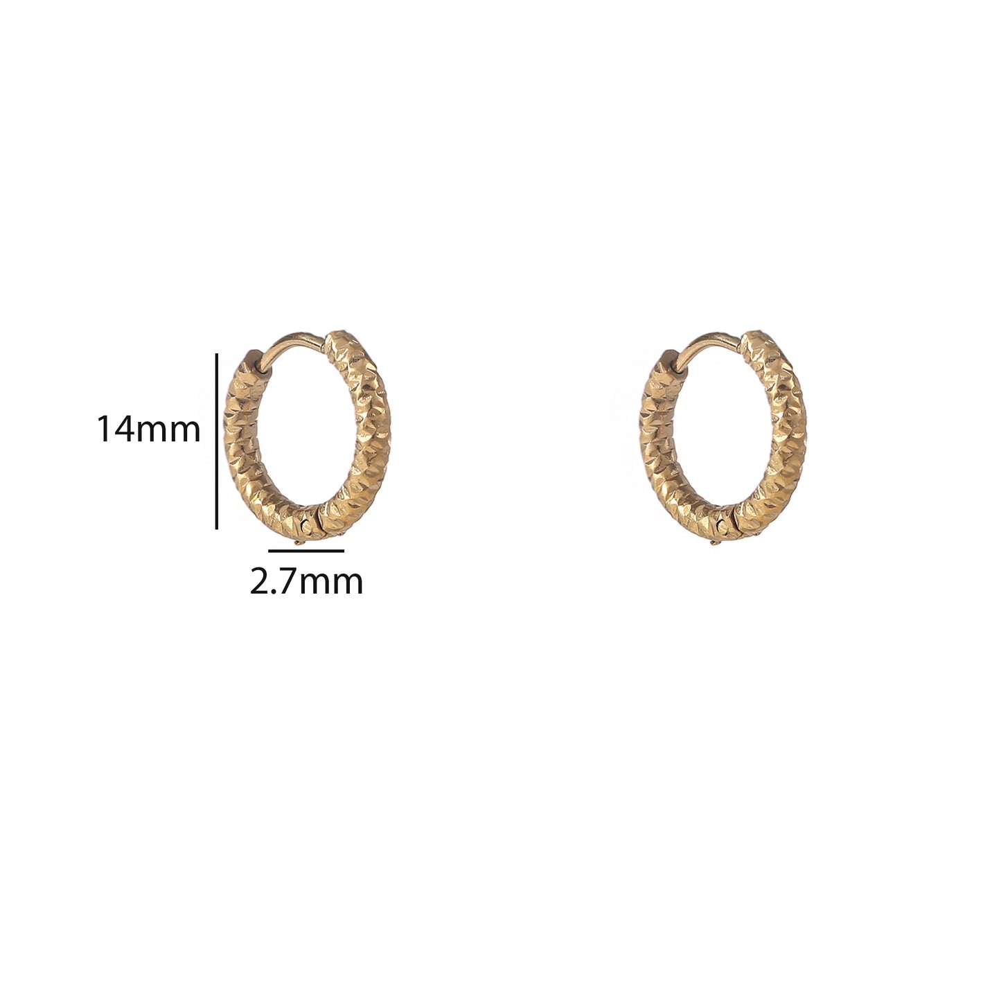 Oorbellen Hammered Hoop - 14 mm goud