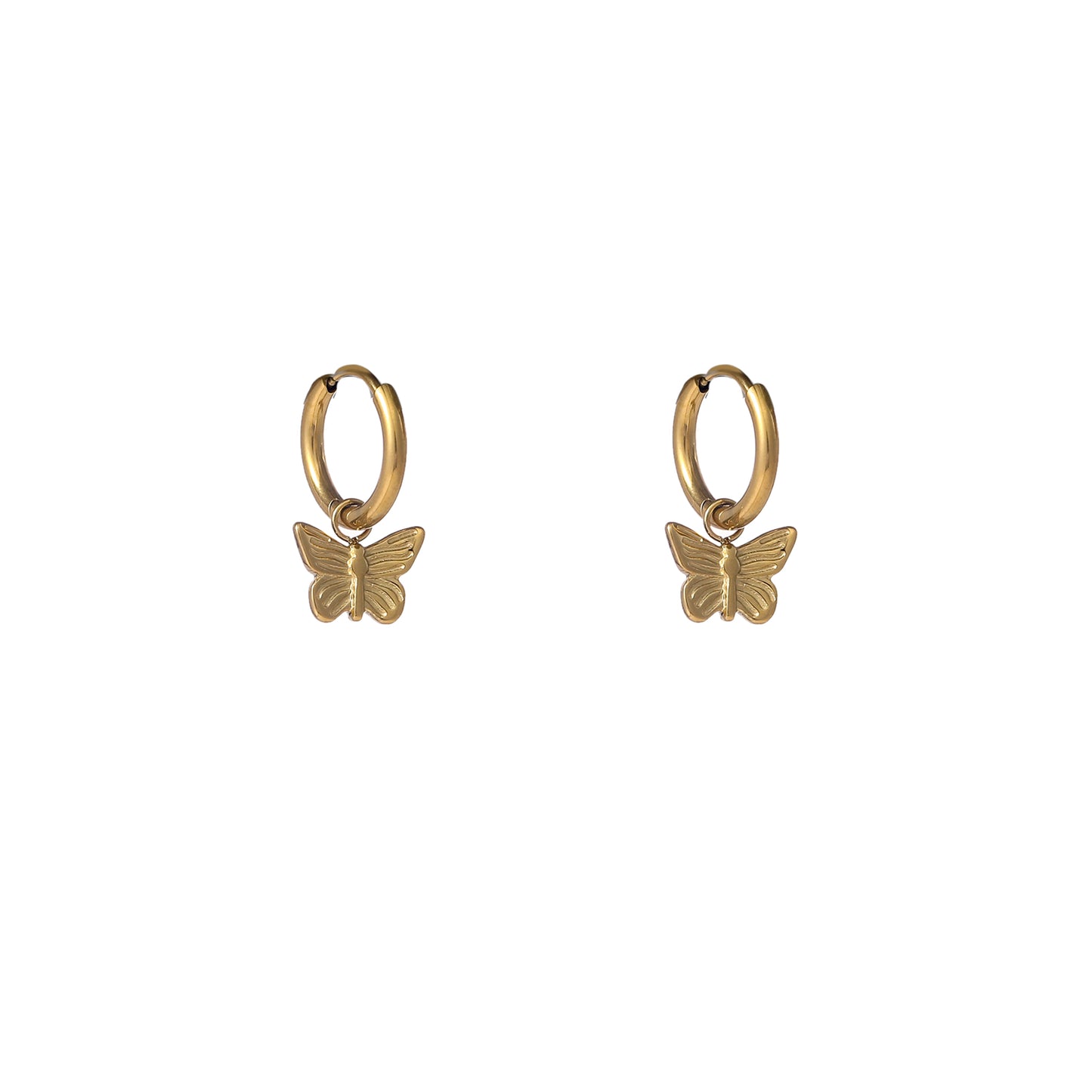 Oorbellen Butterfly Hoop - 14K