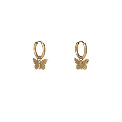 Oorbellen Butterfly Hoop - 14K