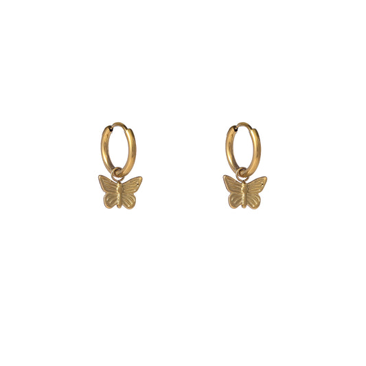 Oorbellen Butterfly Hoop - 14K