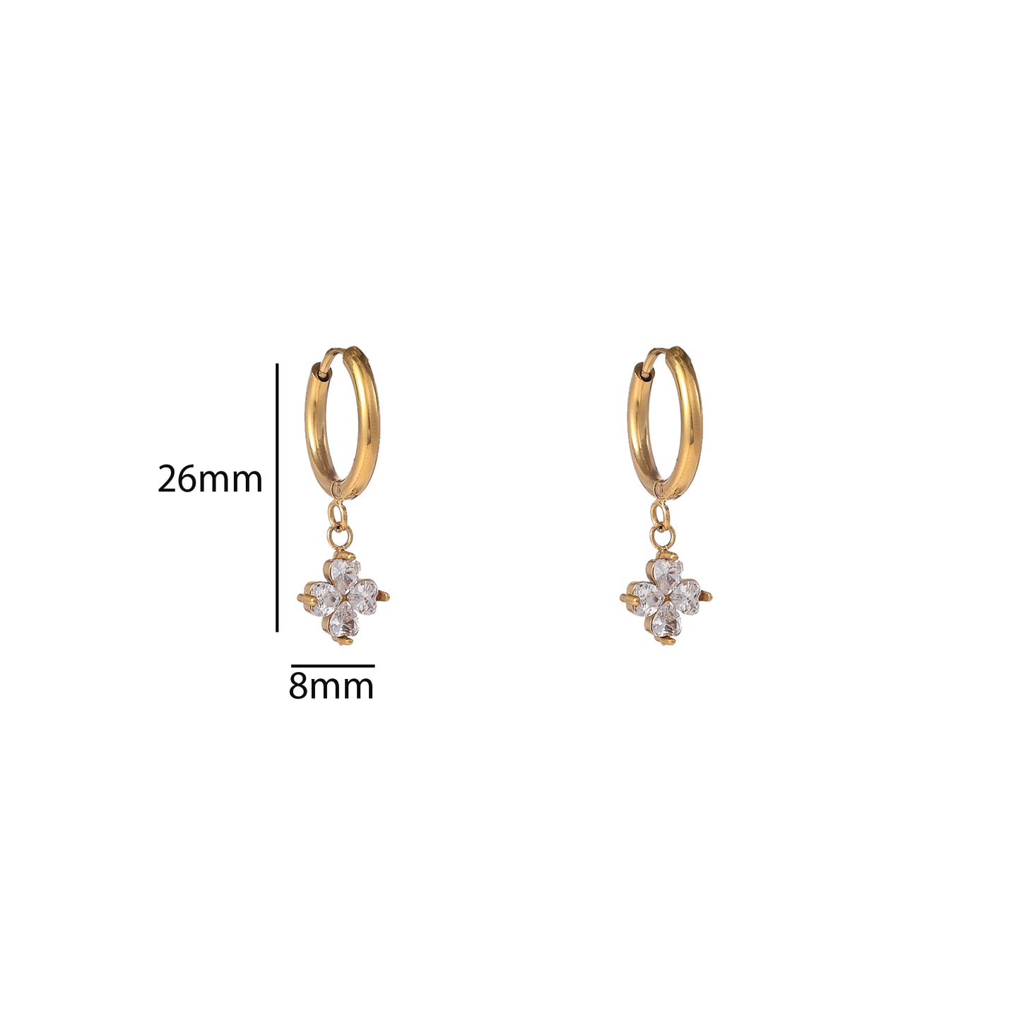 Oorbellen Sparkly Clover Hoop