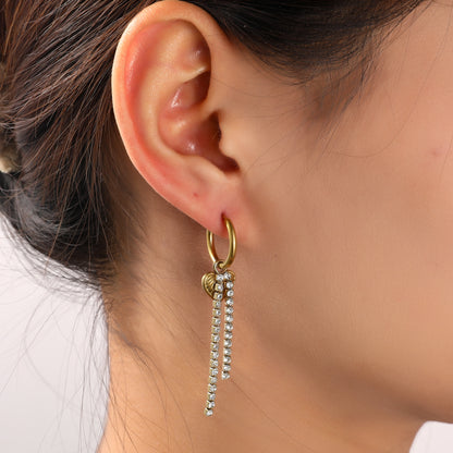 Oorbellen Long Sparkle Heart