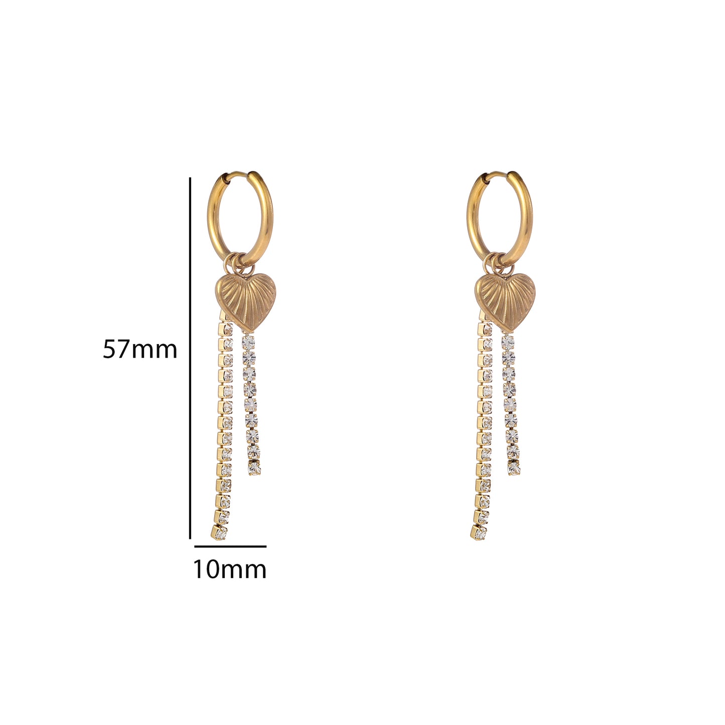 Oorbellen Long Sparkle Heart