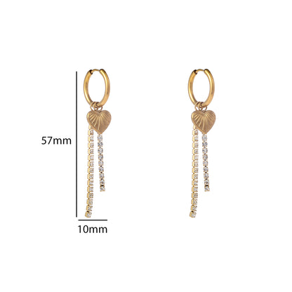 Oorbellen Long Sparkle Heart