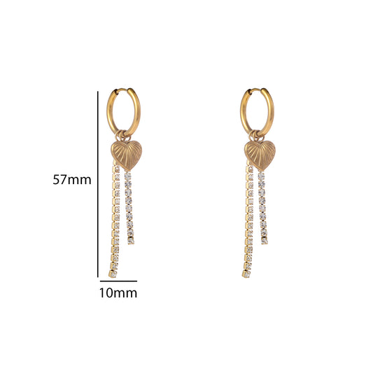 Oorbellen Long Sparkle Heart