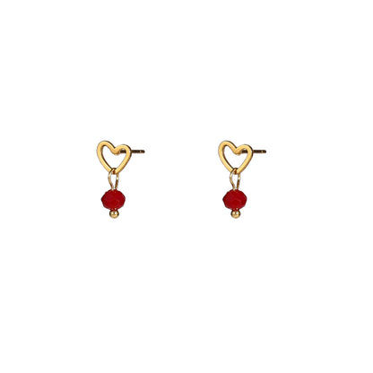 Oorbellen Heart Stud burgundy