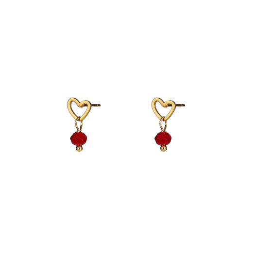Oorbellen Heart Stud burgundy