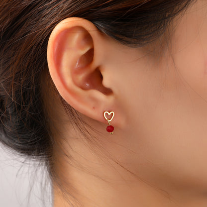 Oorbellen Heart Stud burgundy