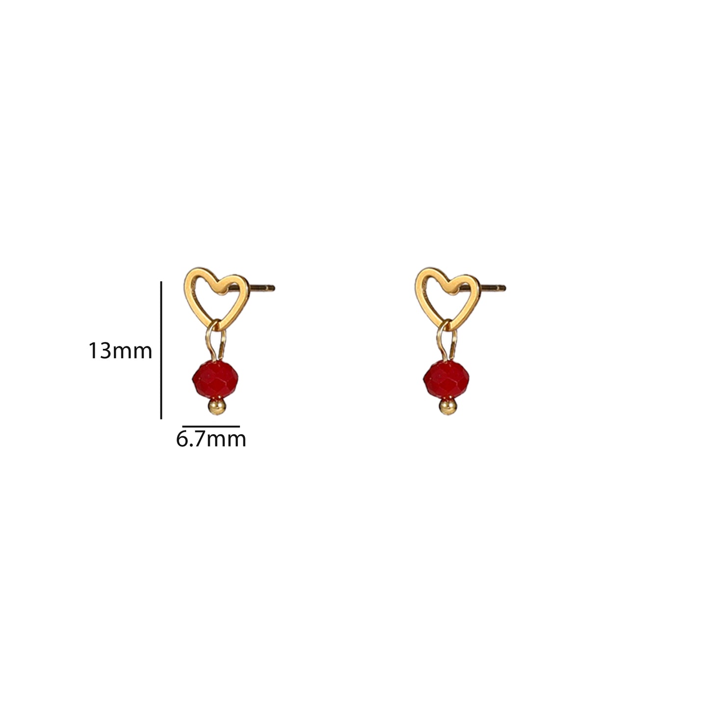 Oorbellen Heart Stud burgundy