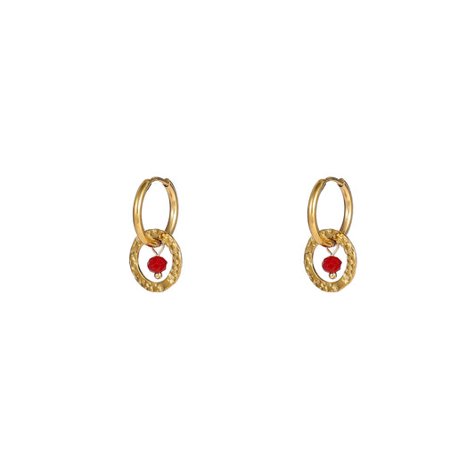 Oorbellen Double Round burgundy