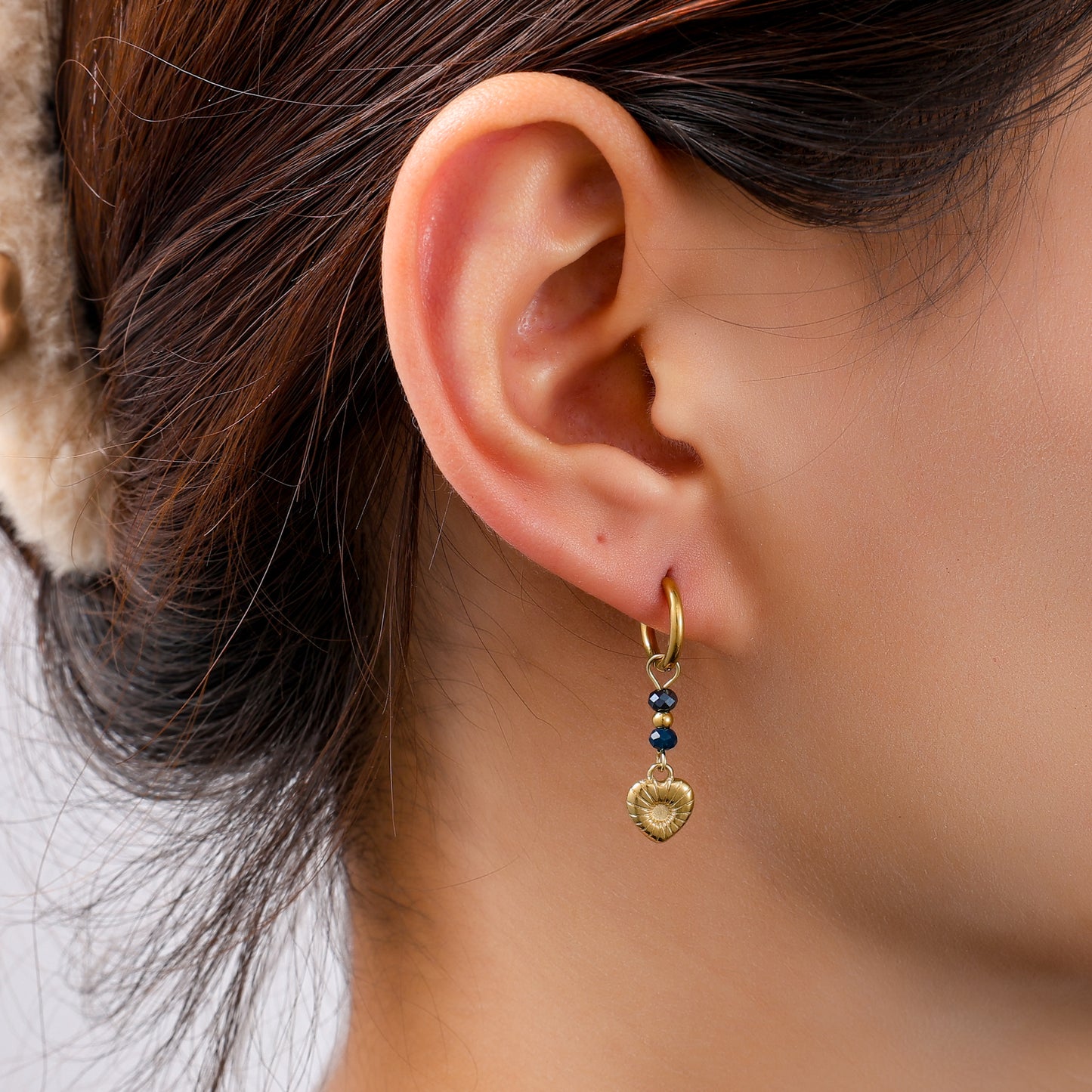 Oorbellen Long Heart Bead Hoop