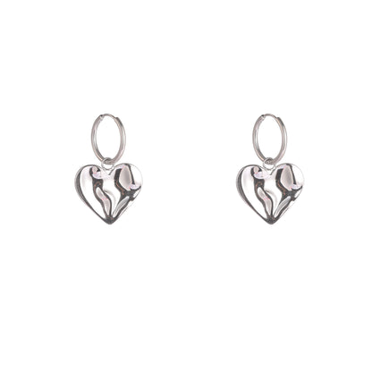 Oorbellen Wavy Heart Hoop zilver