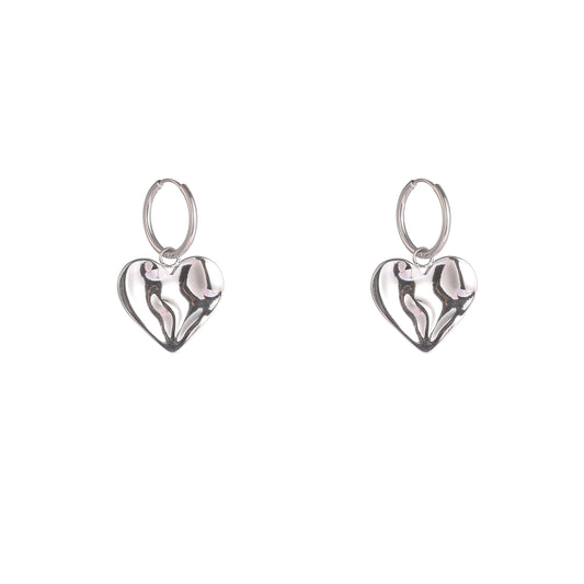 Oorbellen Wavy Heart Hoop zilver