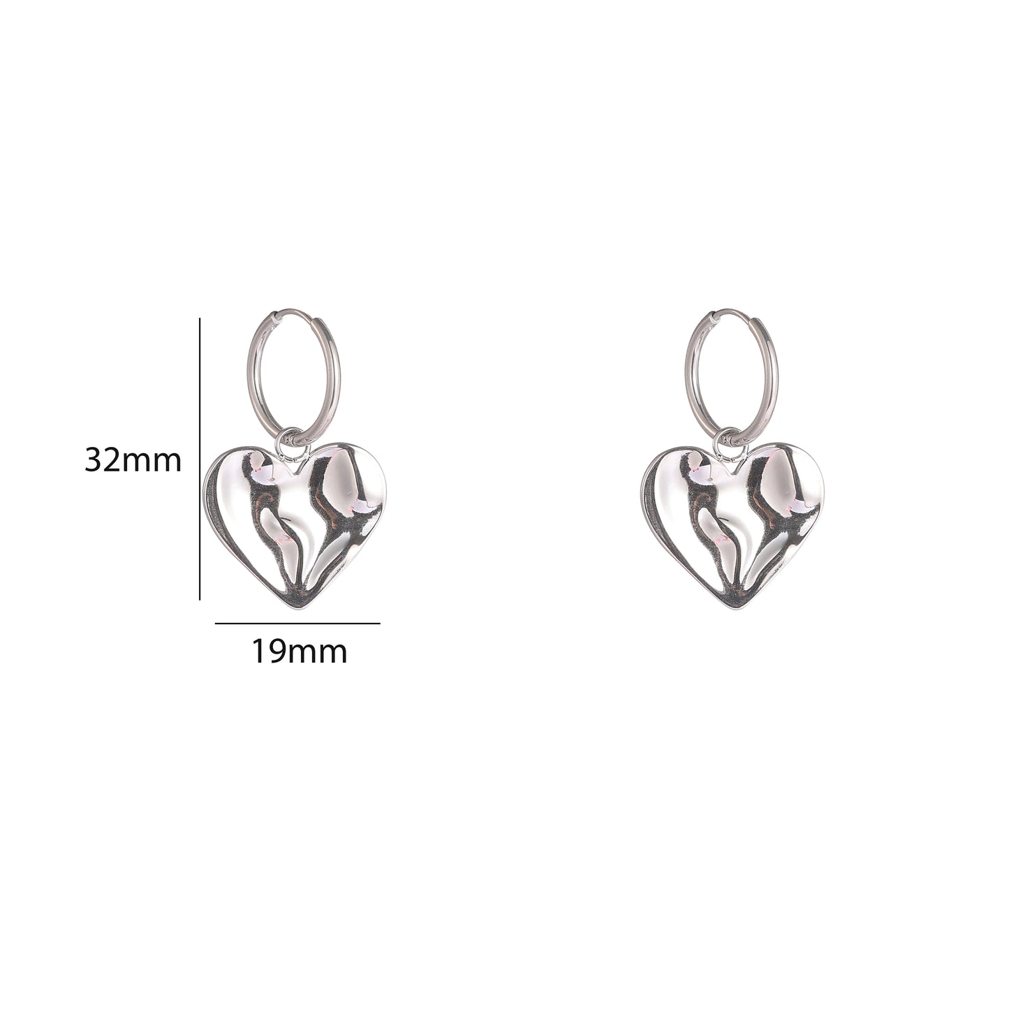 Oorbellen Wavy Heart Hoop zilver