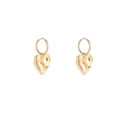 Oorbellen Wavy Heart Hoop goud