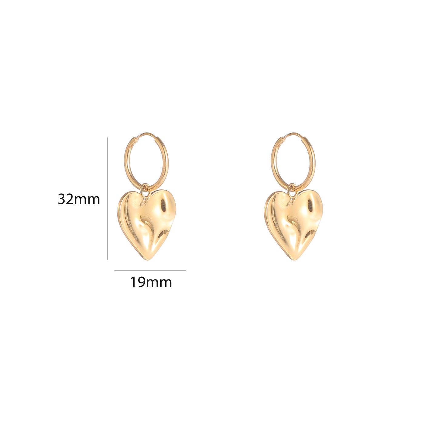 Oorbellen Wavy Heart Hoop goud