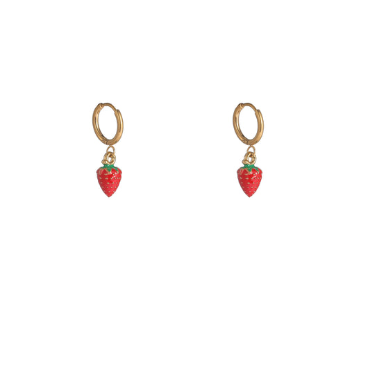 Oorbellen Strawberry Hoop - Goud