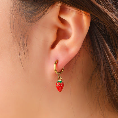 Oorbellen Strawberry Hoop - Goud