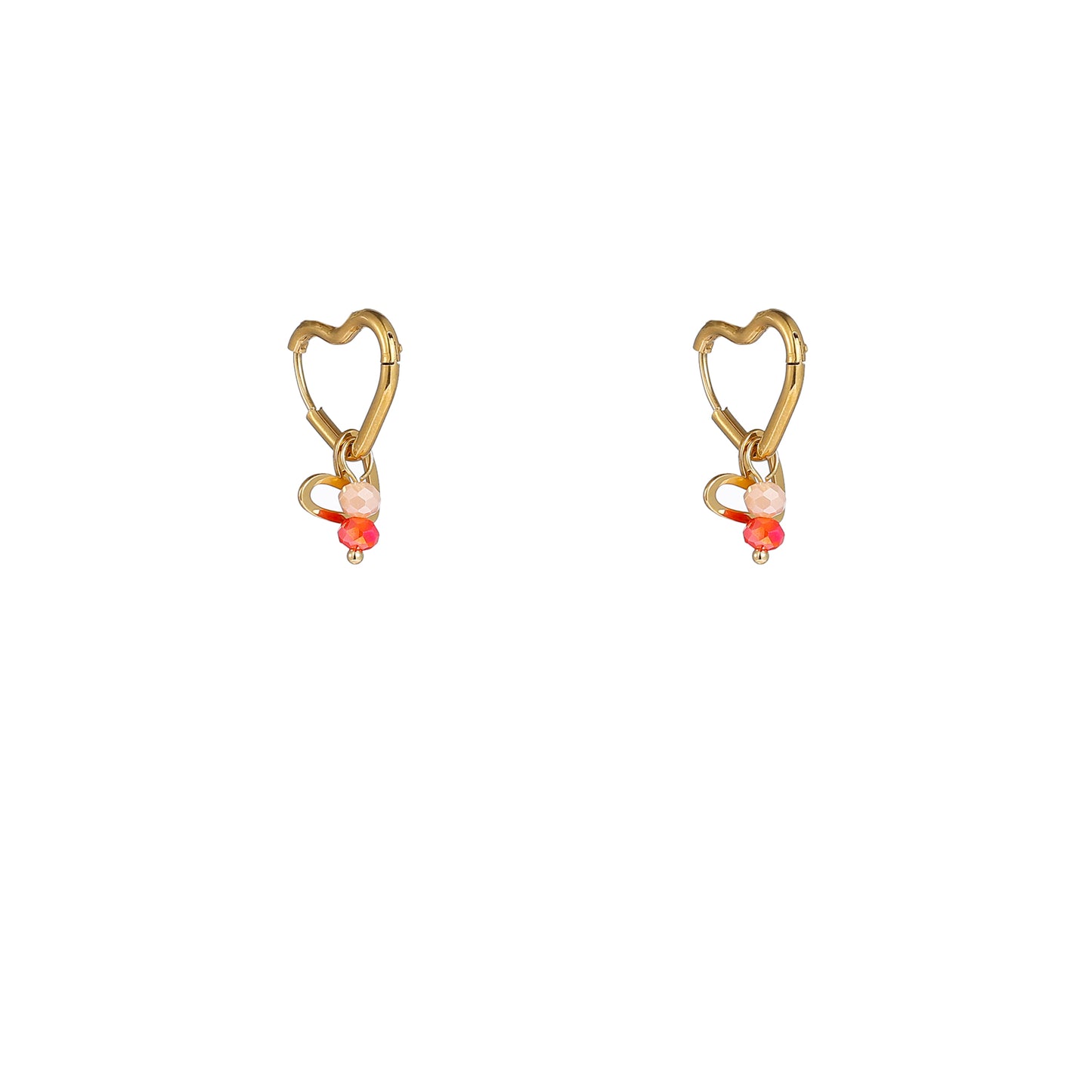 Oorbellen Double Heart Stone
