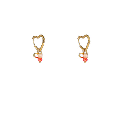 Oorbellen Double Heart Stone