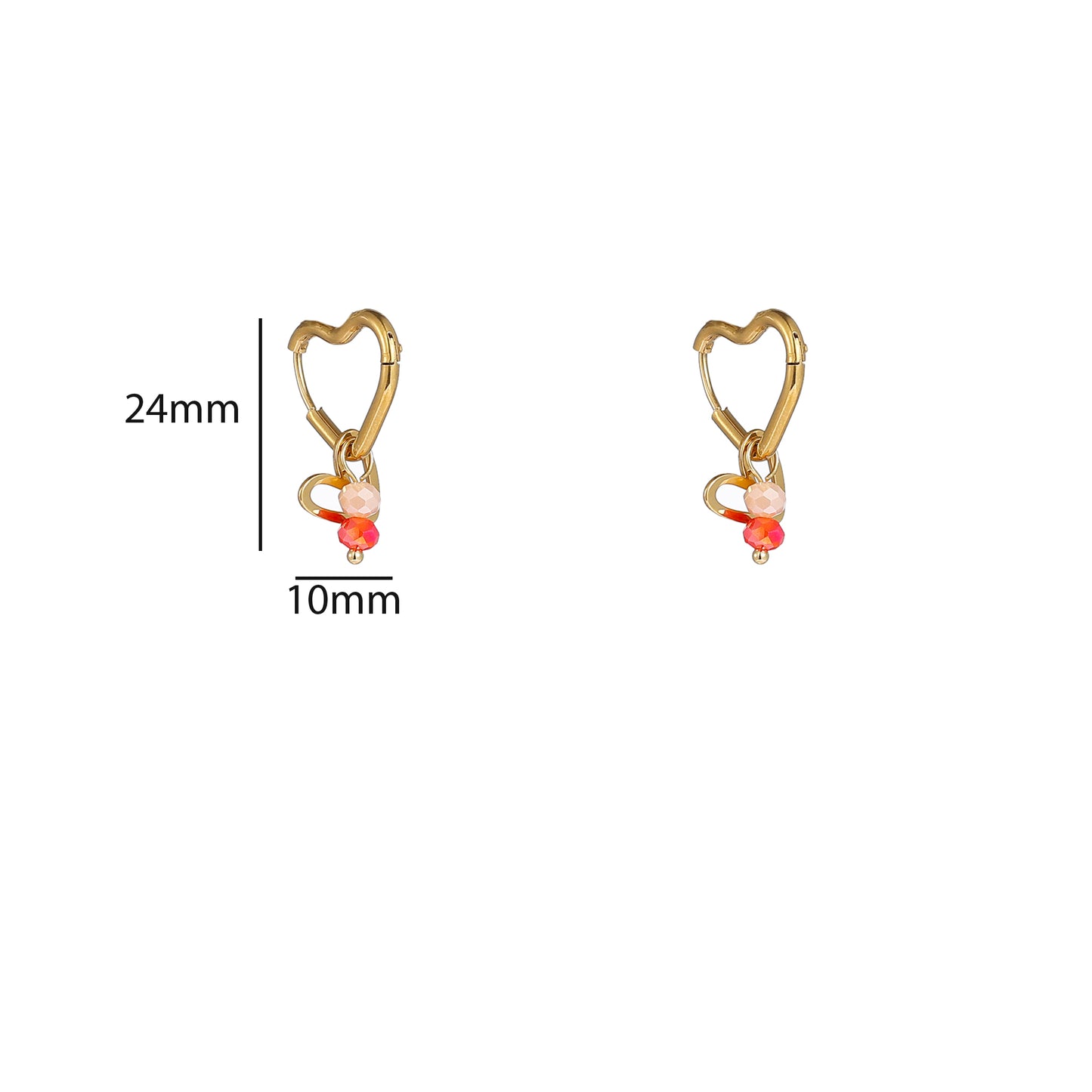 Oorbellen Double Heart Stone