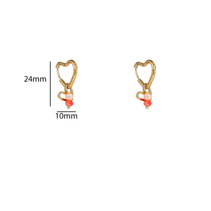 Oorbellen Double Heart Stone