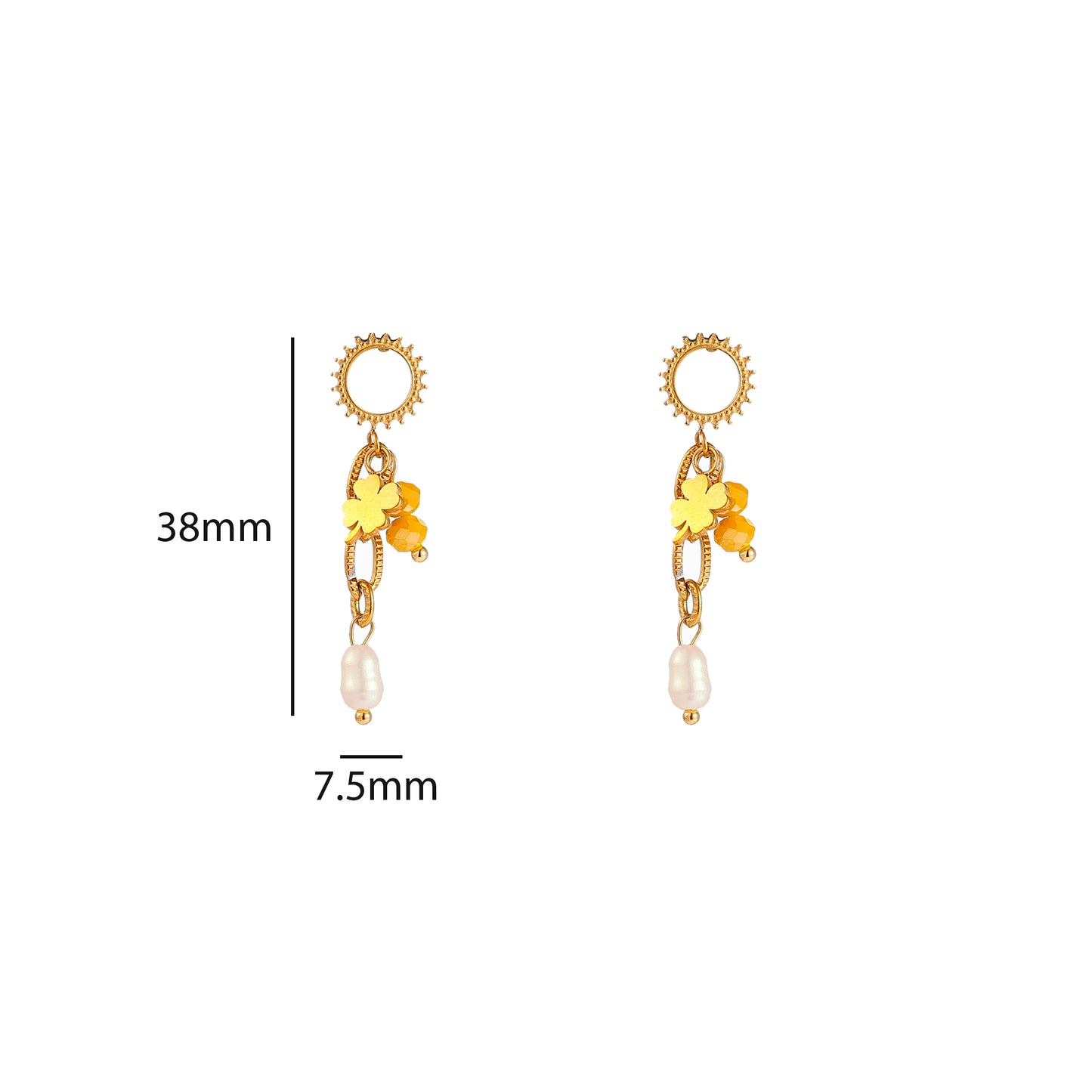 Oorbellen Stone Dangle - Goud