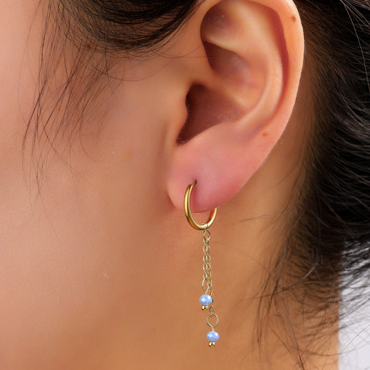 Oorbellen Double Dangle Stone