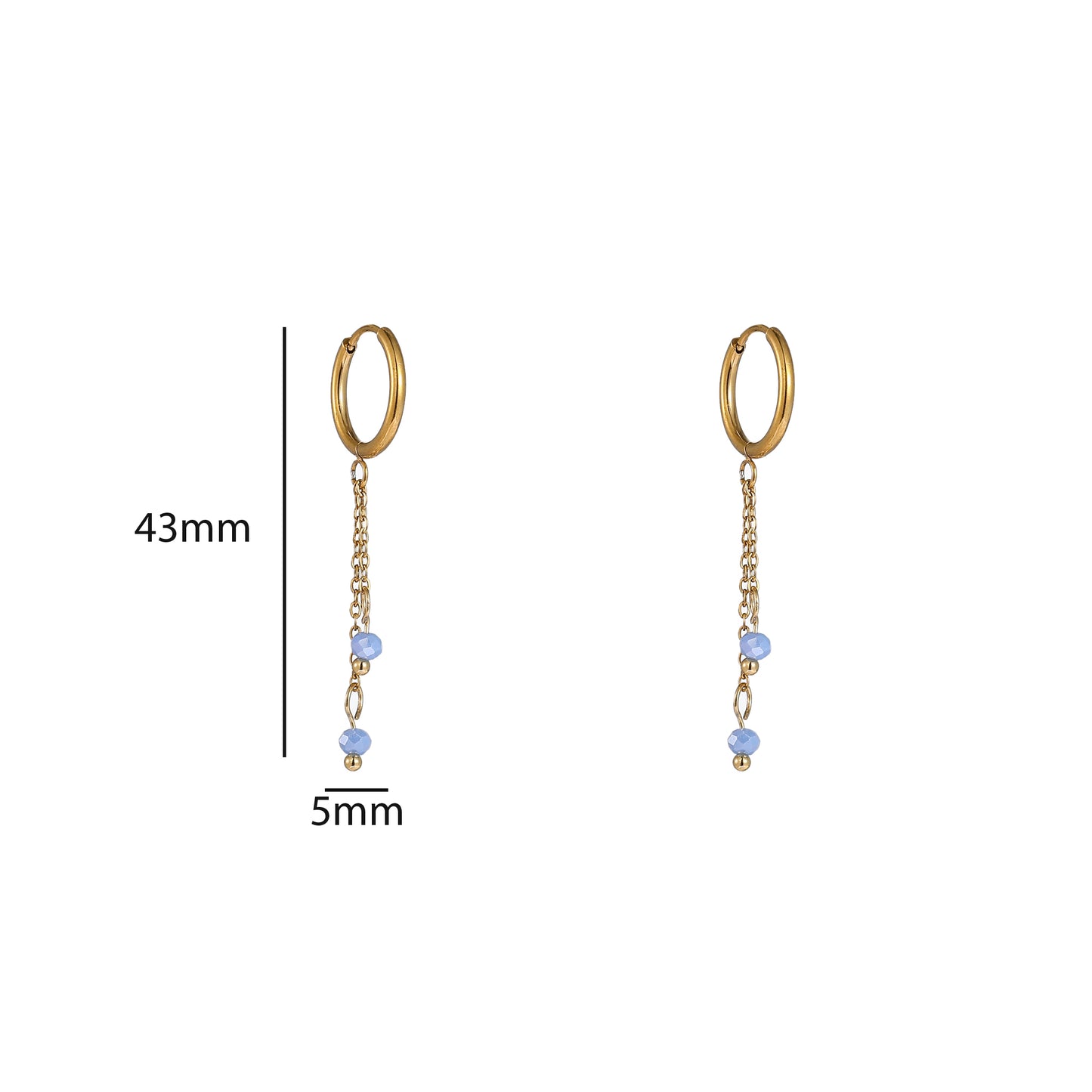 Oorbellen Double Dangle Stone