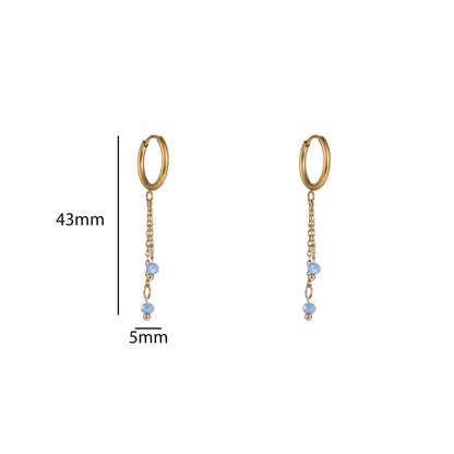 Oorbellen Double Dangle Stone