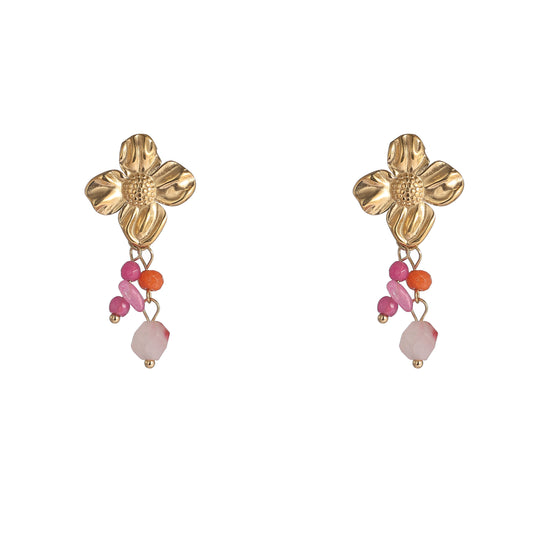 Oorbellen Flower Dangle - Goud
