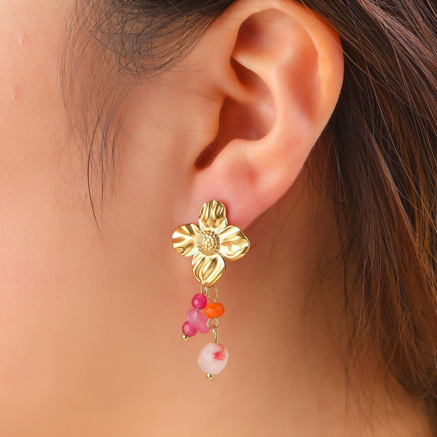 Oorbellen Stone Dangle - Goud