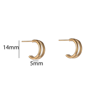 Oorbellen Double Line Hoop - Goud