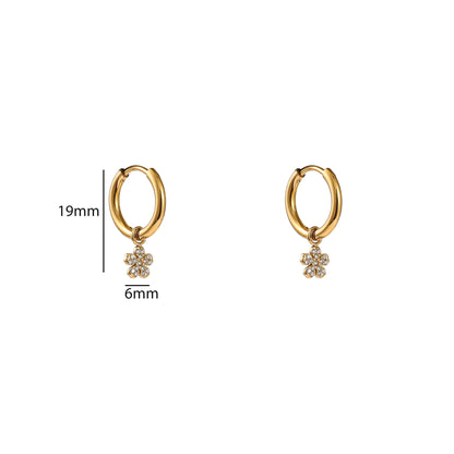 Oorbellen Sparkly Flower Hoop - Goud