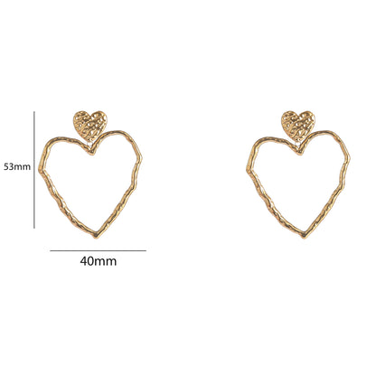 Oorbellen Hammered Heart Dangle - Goud