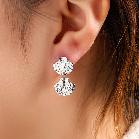 Oorbellen Double Shell zilver