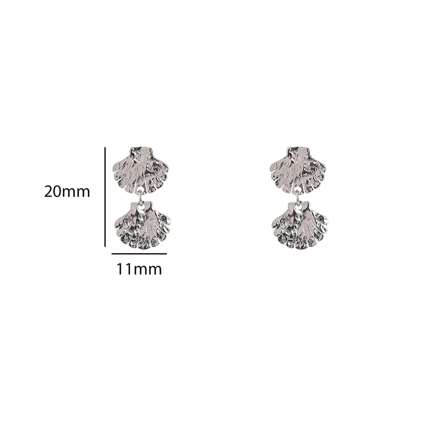Oorbellen Double Shell zilver