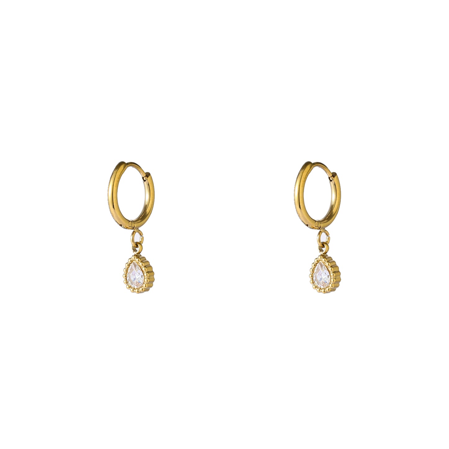 Oorbellen Small Sparkle Drop Hoop
