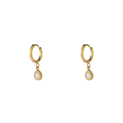 Oorbellen Small Sparkle Drop Hoop